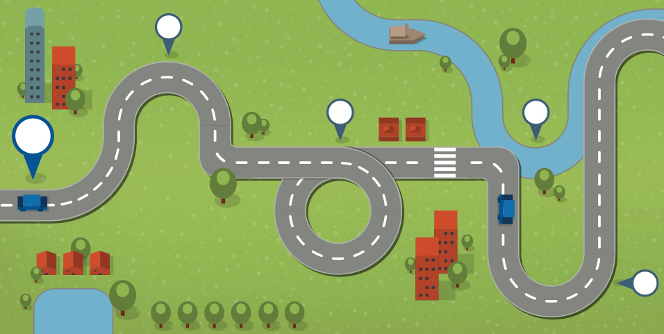 winding roads with milestones illustration