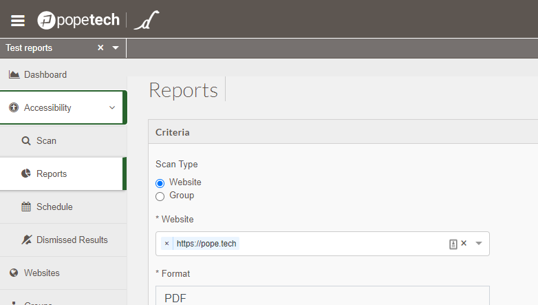 Example of Reporting Dashboard