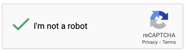 reCAPTCHA's I'm not a robot with a green checkmark.