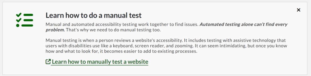 an intro to manually testing and a link to learn how to manually test