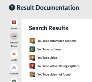 Screenshot of Result Documentation with YouTube Caption results.