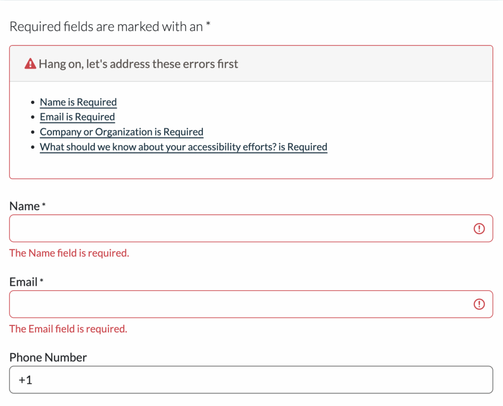 4 form errors listed above the form fields.