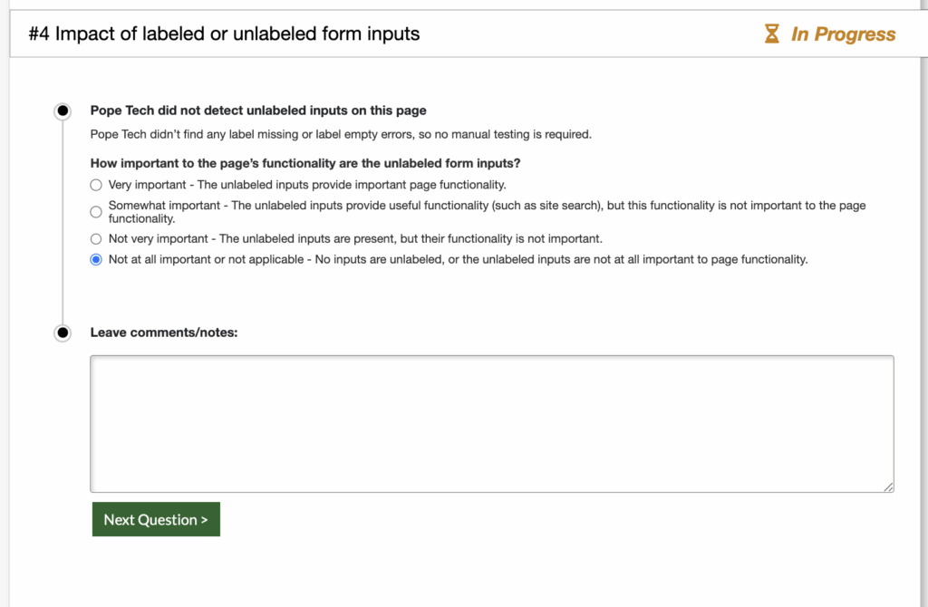 Impact of labeled or unlabeled form inputs AIM question.