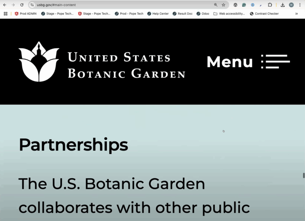 A large sticky header that leaves only a few lines of page text visible.