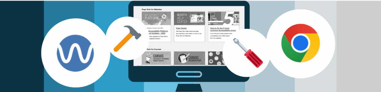 WAVE and Chrome logo and website in grayscale.